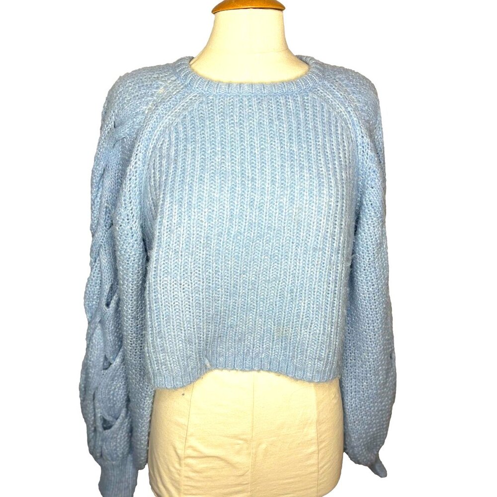 JONATHAN SIMKHAI- Baby Blue Balloon Sleeve Crewneck Sweater- Small